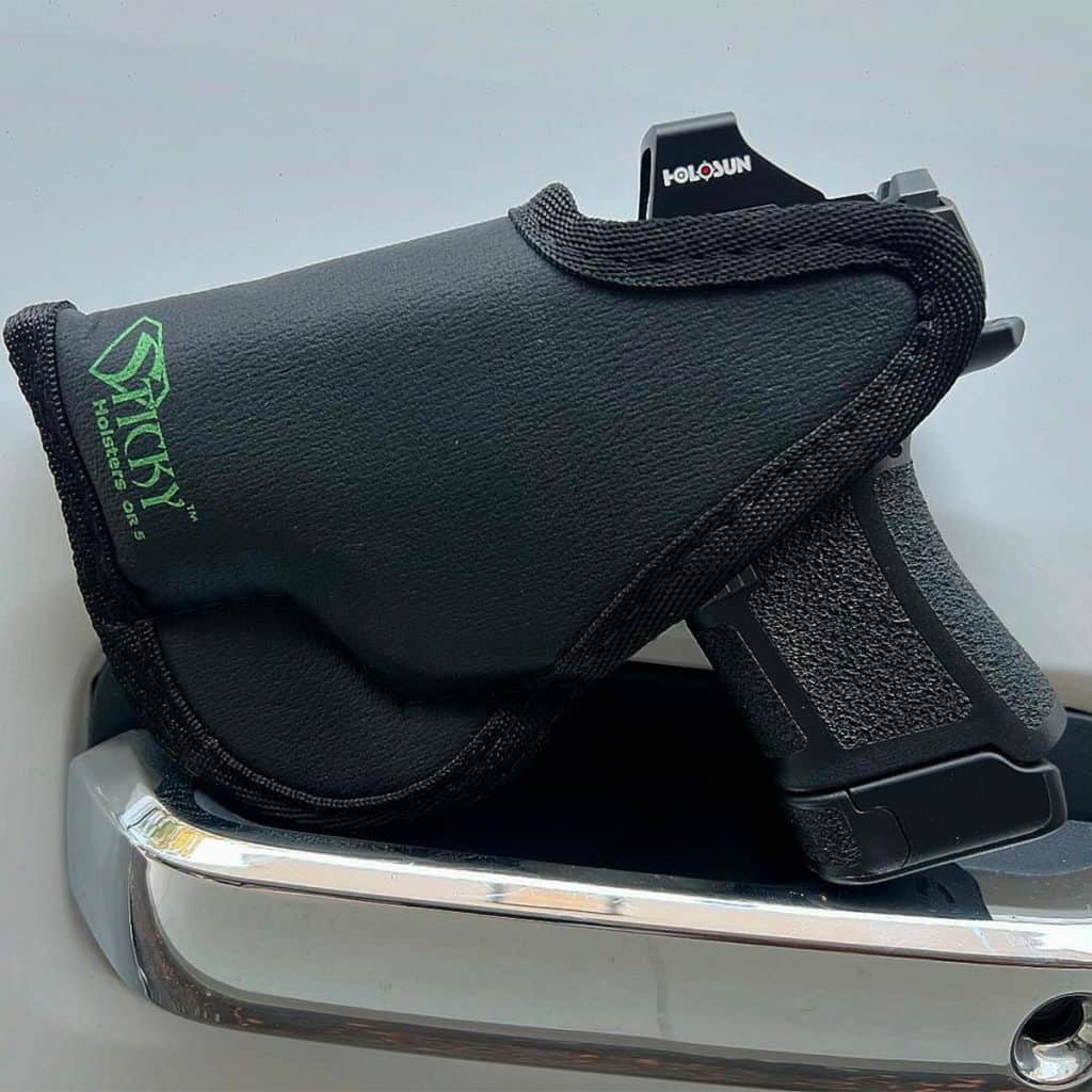 Optics Ready Sticky Holster with Holosun red dot sight.